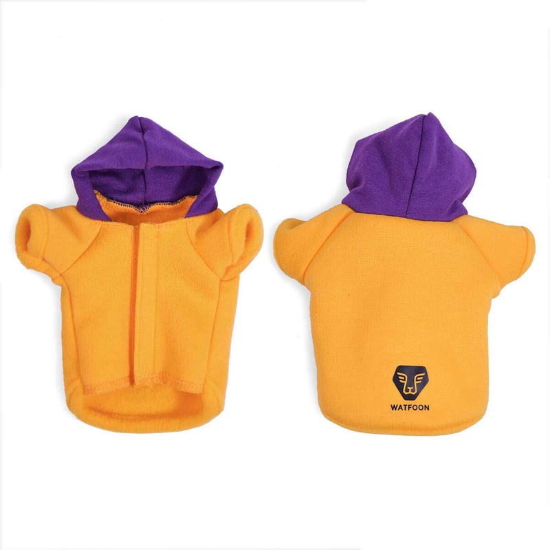 WATFOON Lizard Clothes Bearded Dragon Sweater Winter Hoodies Warm Coat Soft Touching for Leopard Reptile Gecko Anole Amphibians Apparel Cold Weather (M, Purple/Yellow) - Image 5